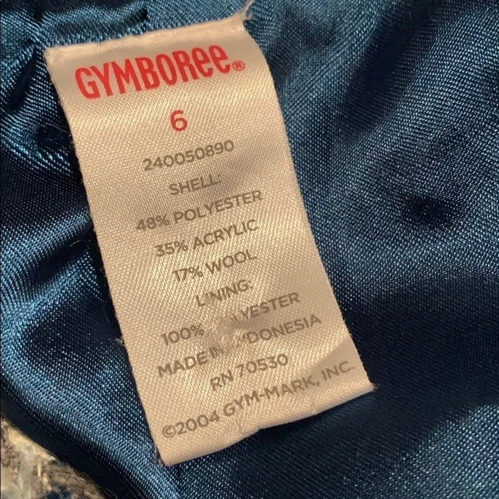Gymboree lined coat in gray, white and turquoise